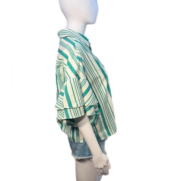 Retro Striped Button Down Shirt NWOT - Picture 8 of 12